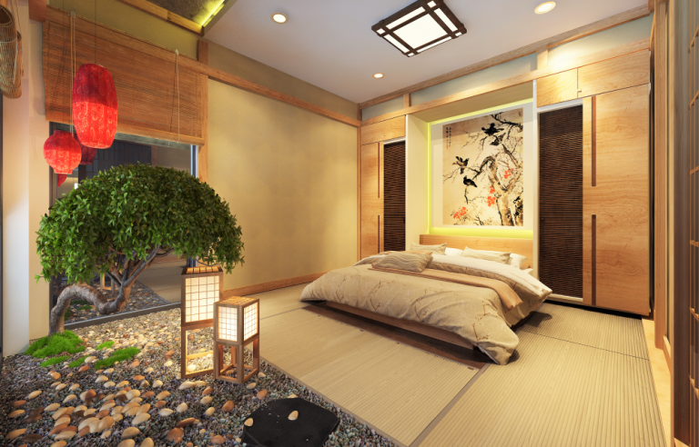 thiết kế nội thất phòng ngủ theo phong cách Nhật Bản